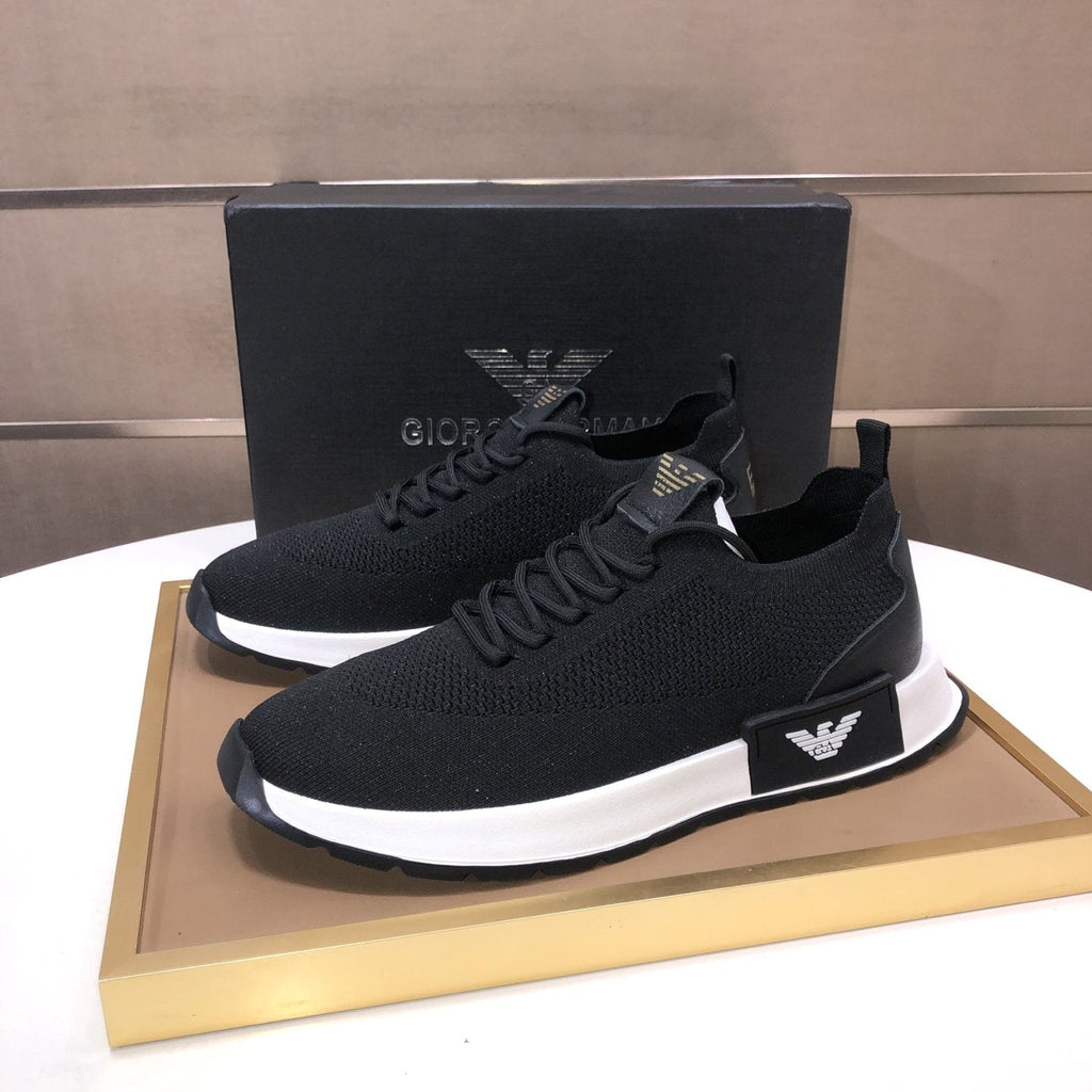 Giorgio Armani Knit Lace-Up Sneakers — front
