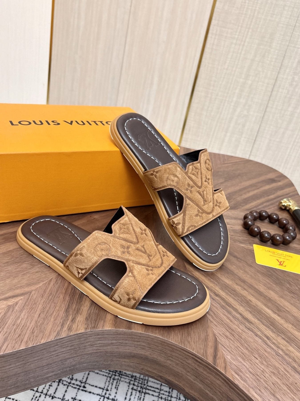 Louis Vuitton Monogram Slide Sandals — front