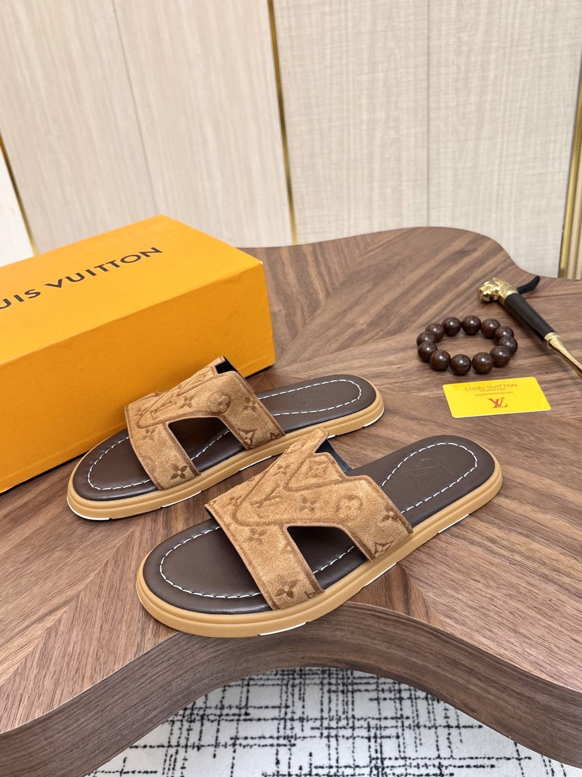 Louis Vuitton Monogram Slide Sandals — front