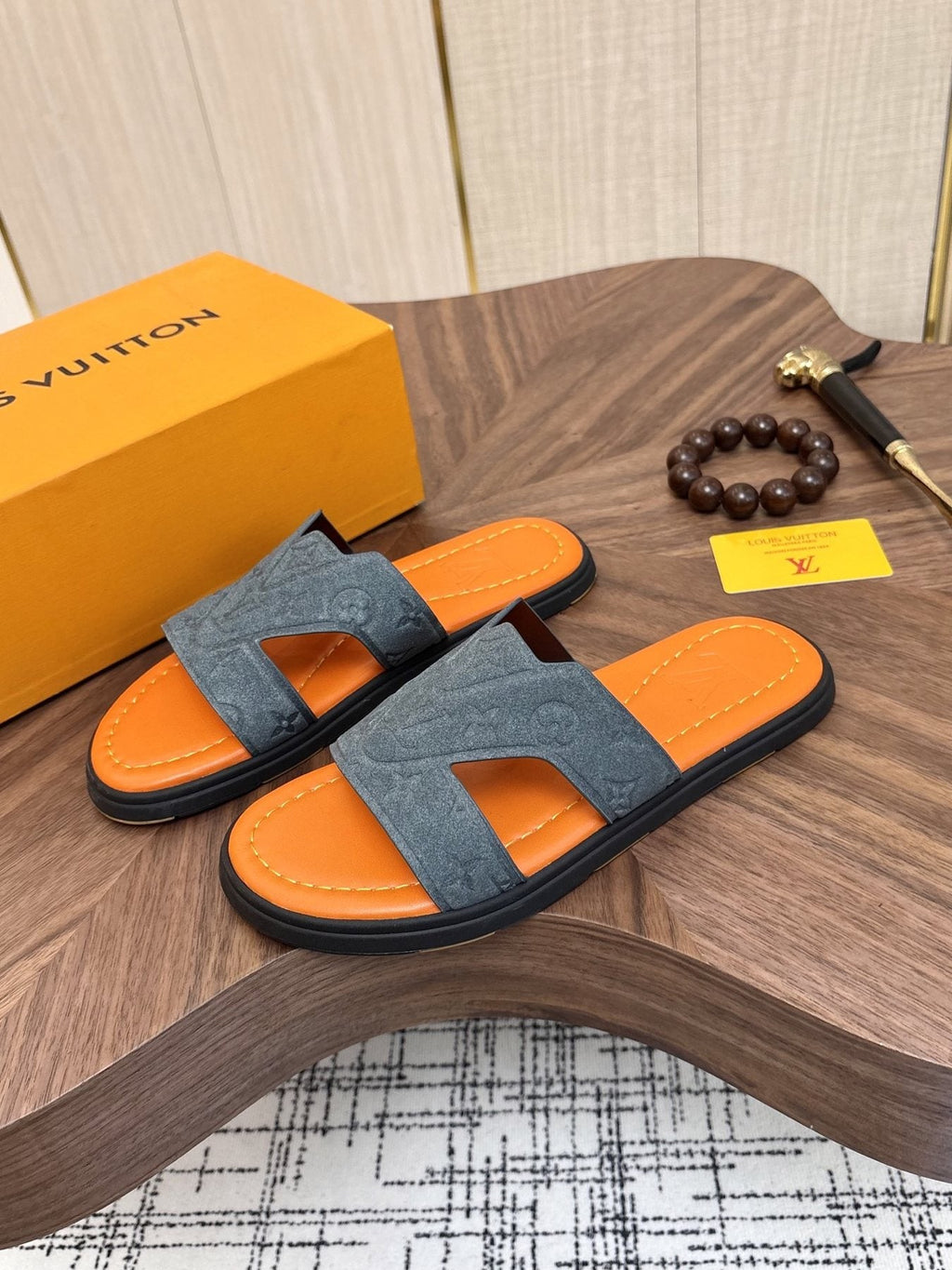 Louis Vuitton Monogram Slide Sandals — front