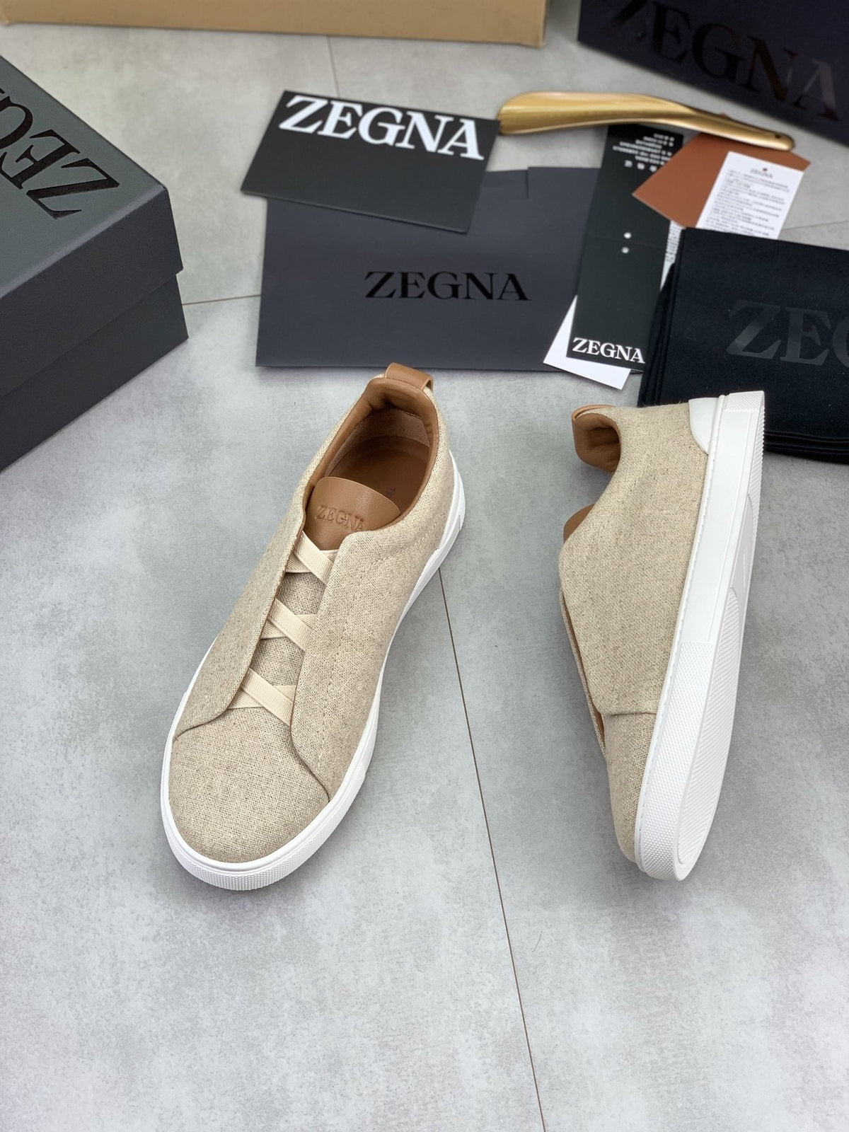 Zegna Triple Stitch Slip-On Sneakers — side