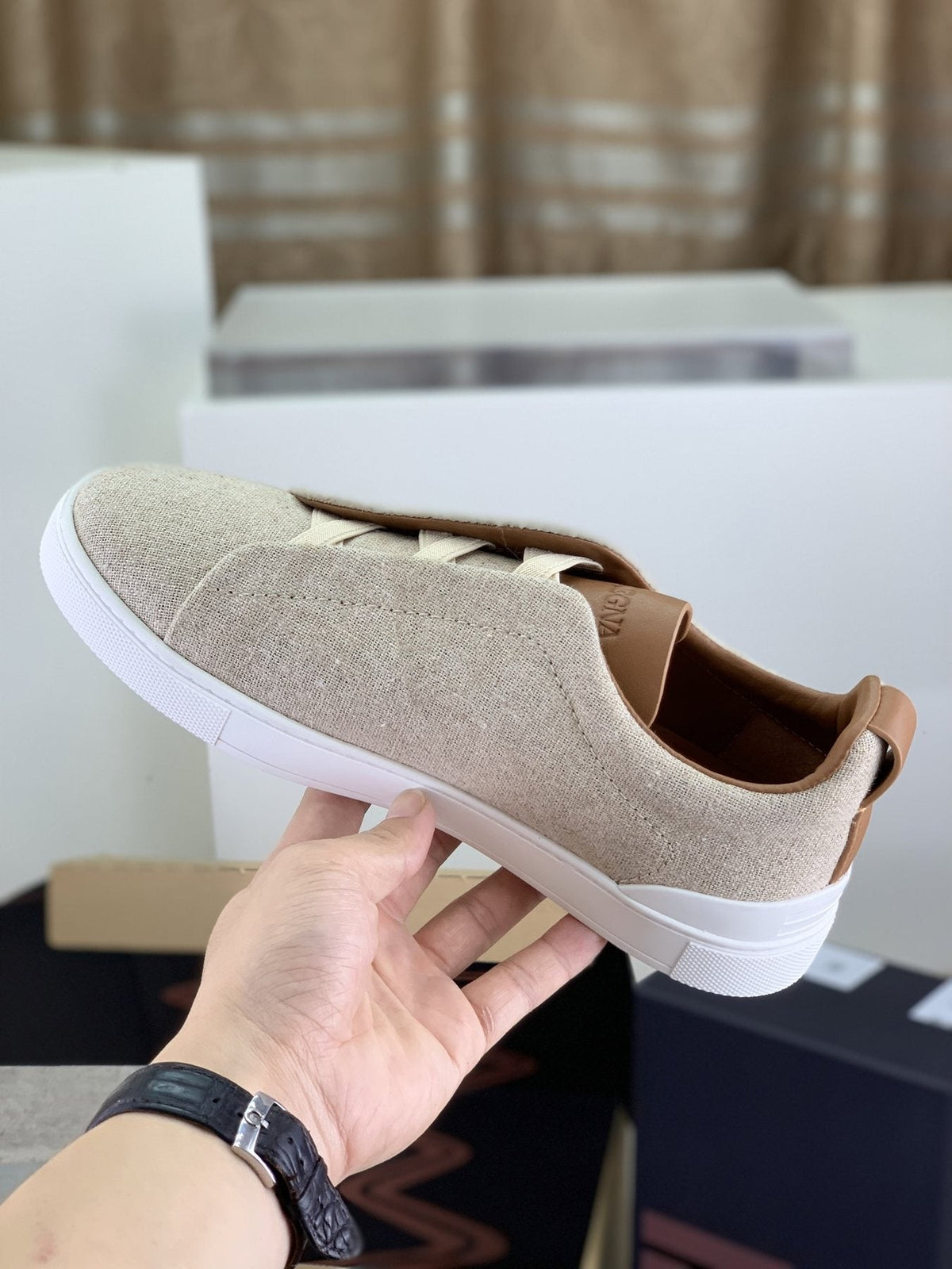 Zegna Triple Stitch Slip-On Sneakers — side