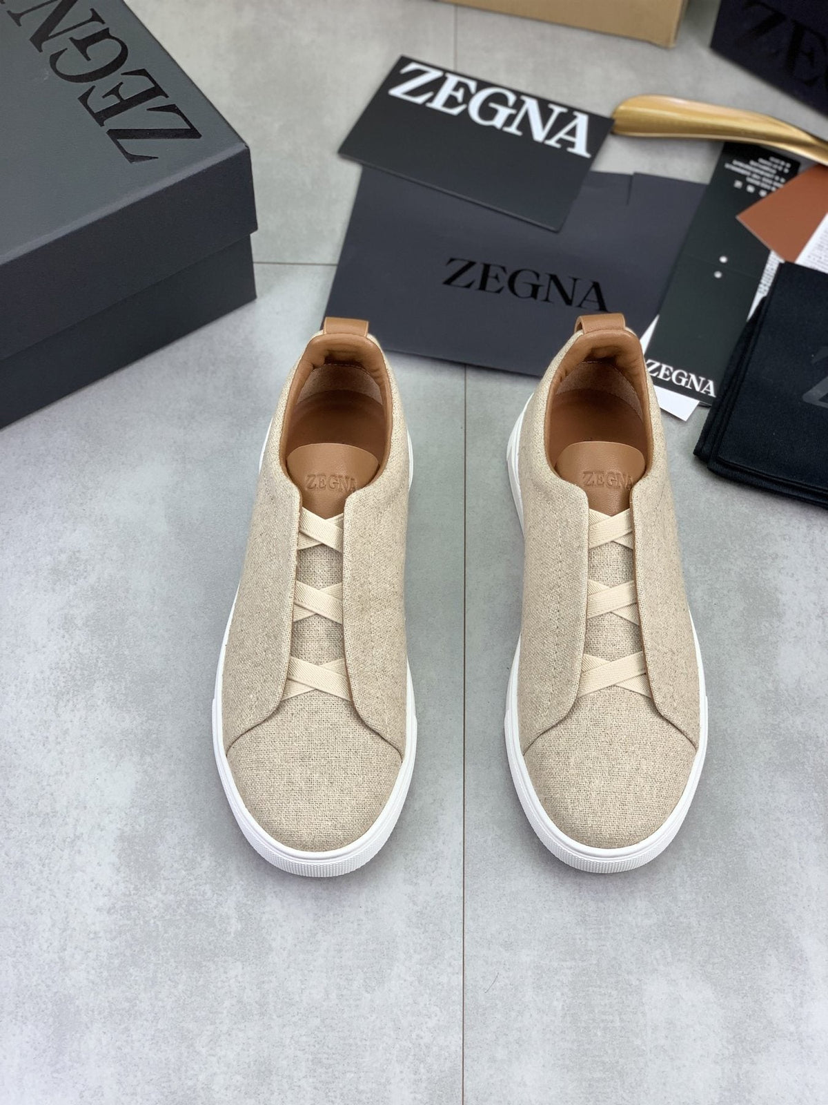 Zegna Triple Stitch Slip-On Sneakers — front