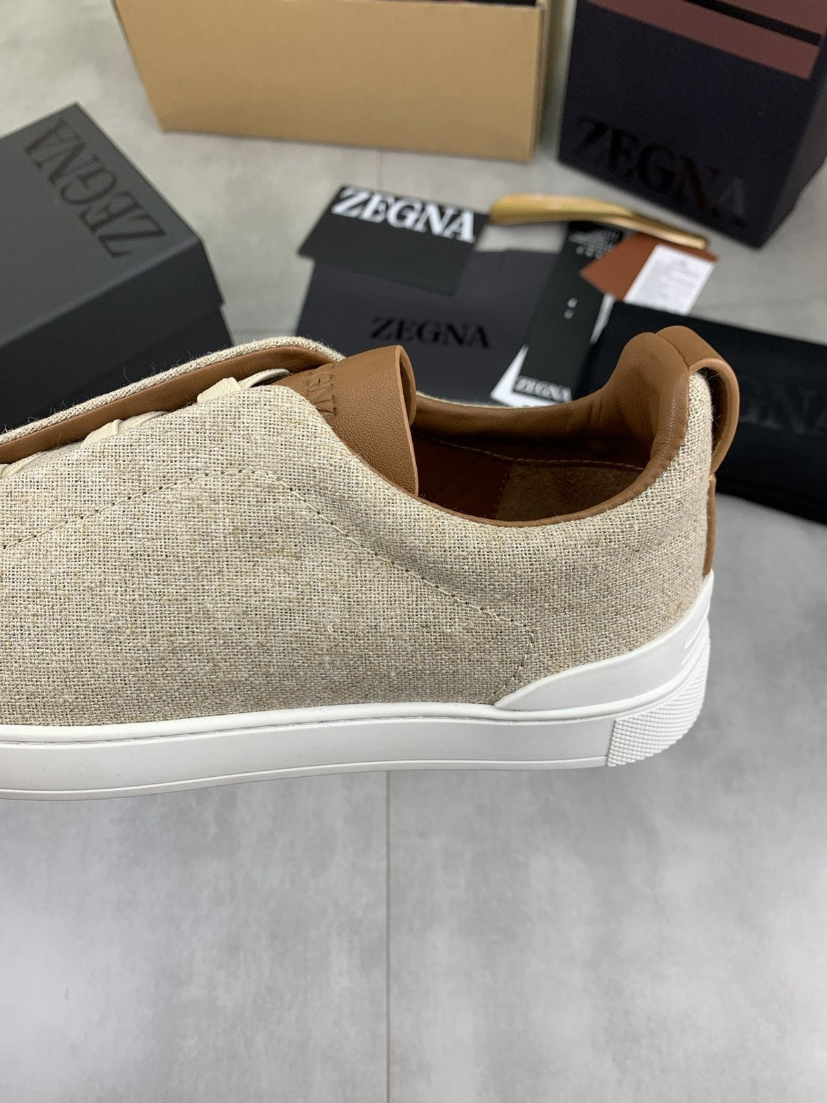Zegna Triple Stitch Slip-On Sneakers — detail