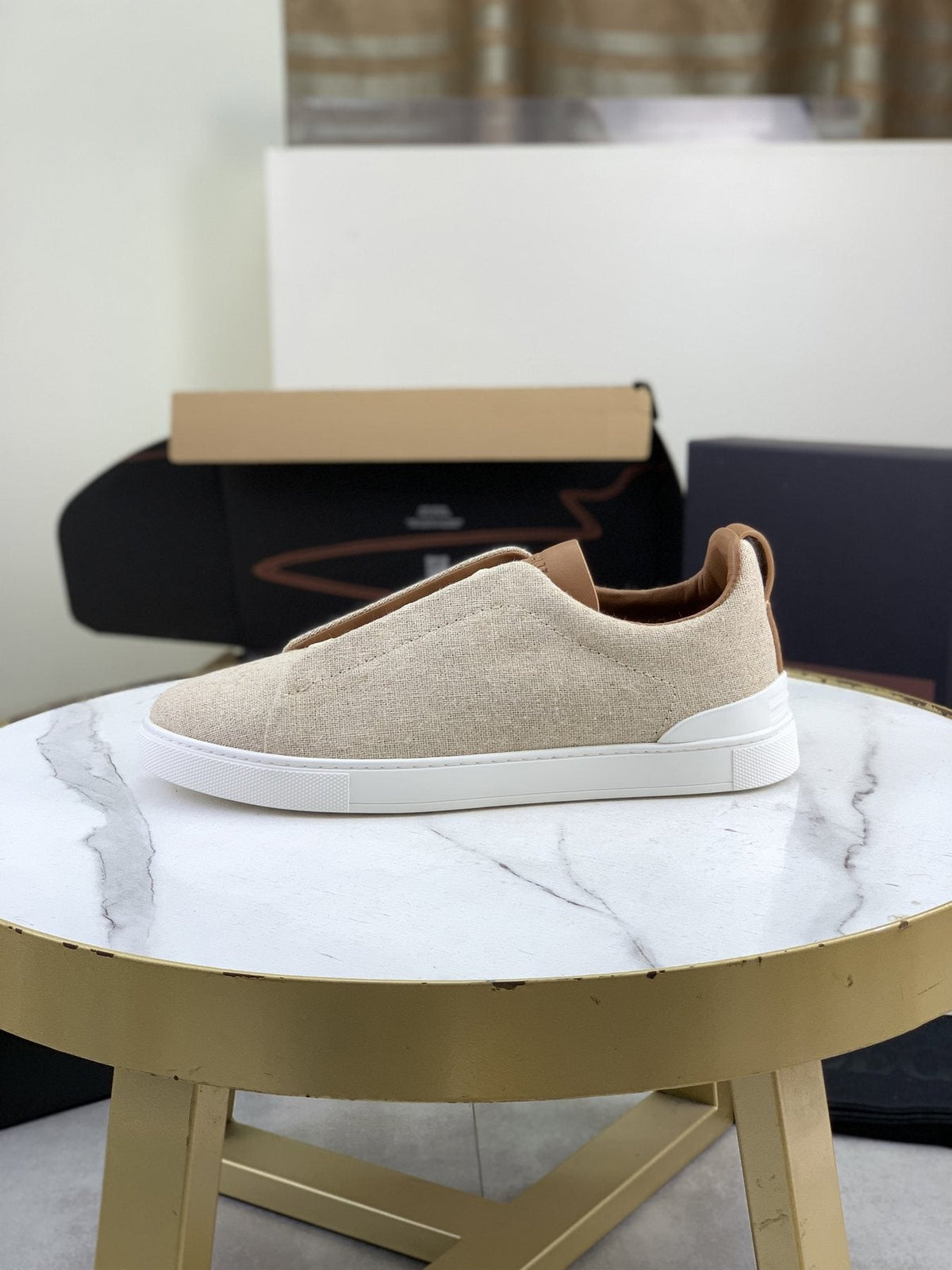 Zegna Triple Stitch Slip-On Sneakers — front
