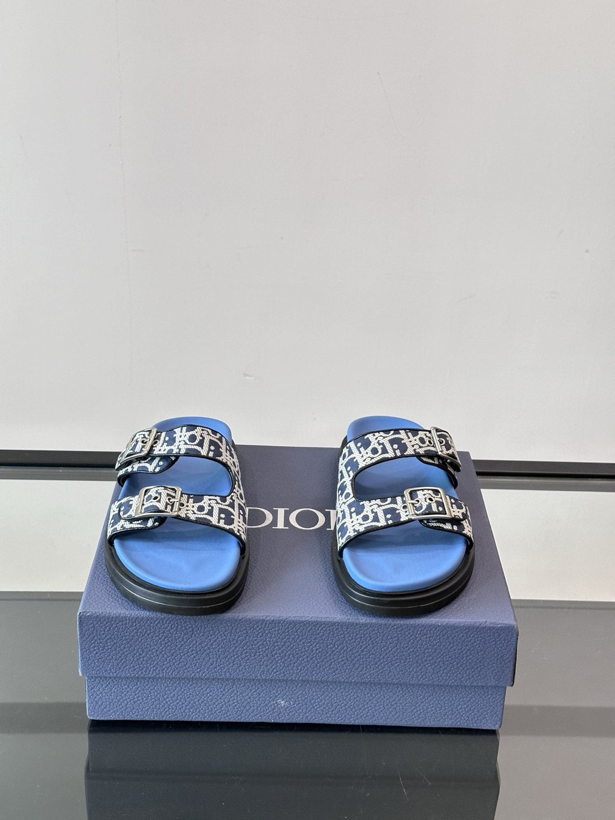 Dior Patterned Buckle Slide Sandals — front
