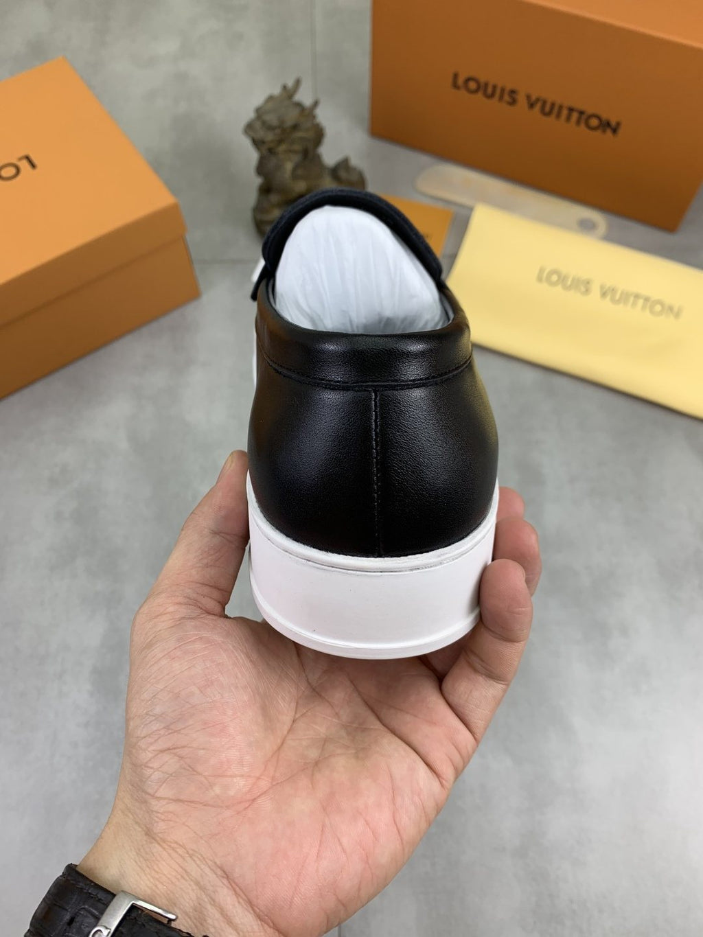 Louis Vuitton Metal Emblem Slip-On Loafers — back