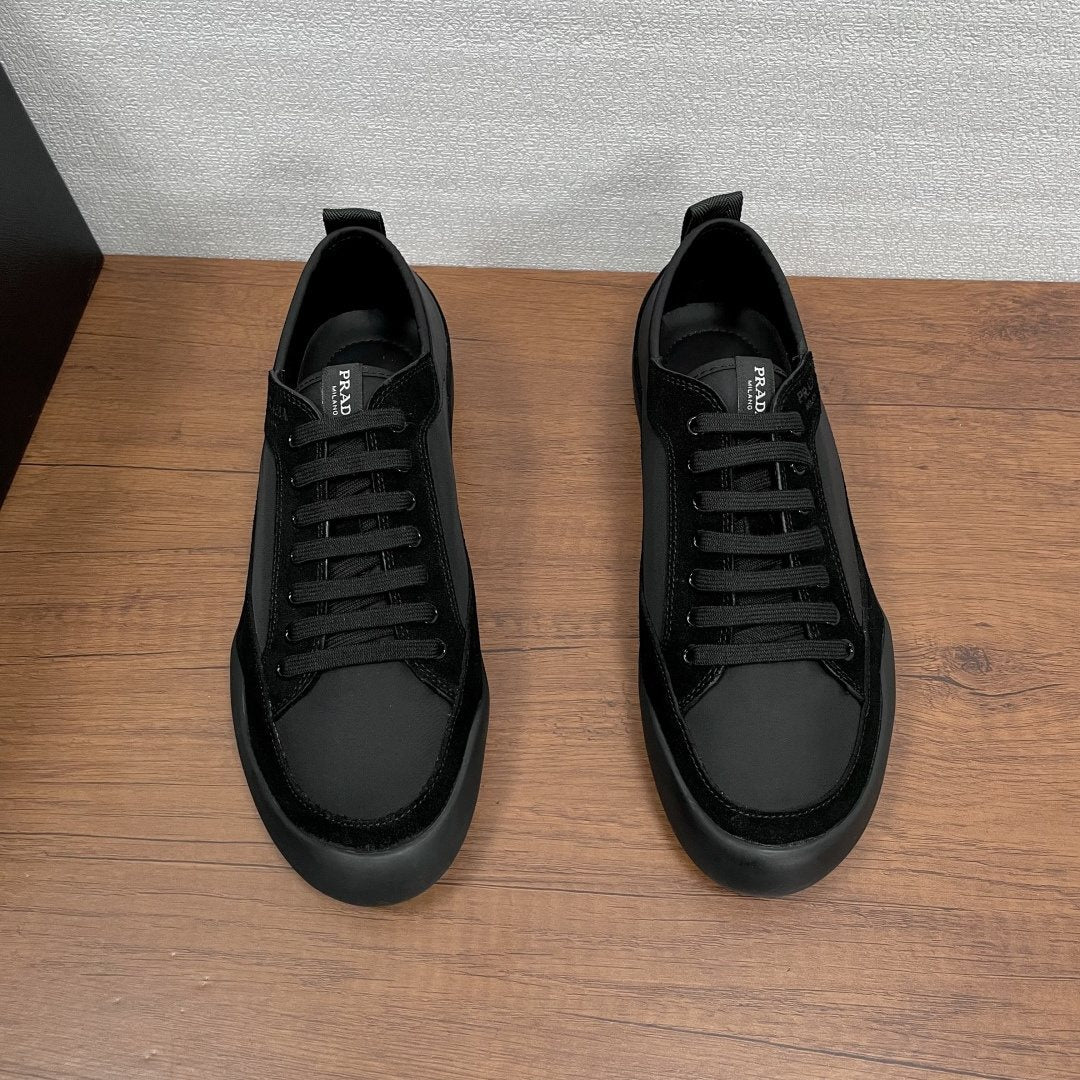 Prada Speedrock Nylon and Suede Sneakers — front