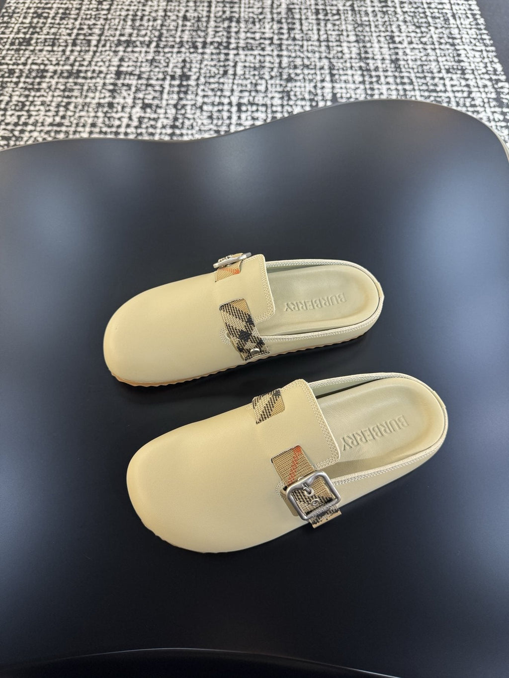 Burberry Men's Adjustable Buckle Slide Sandals — front