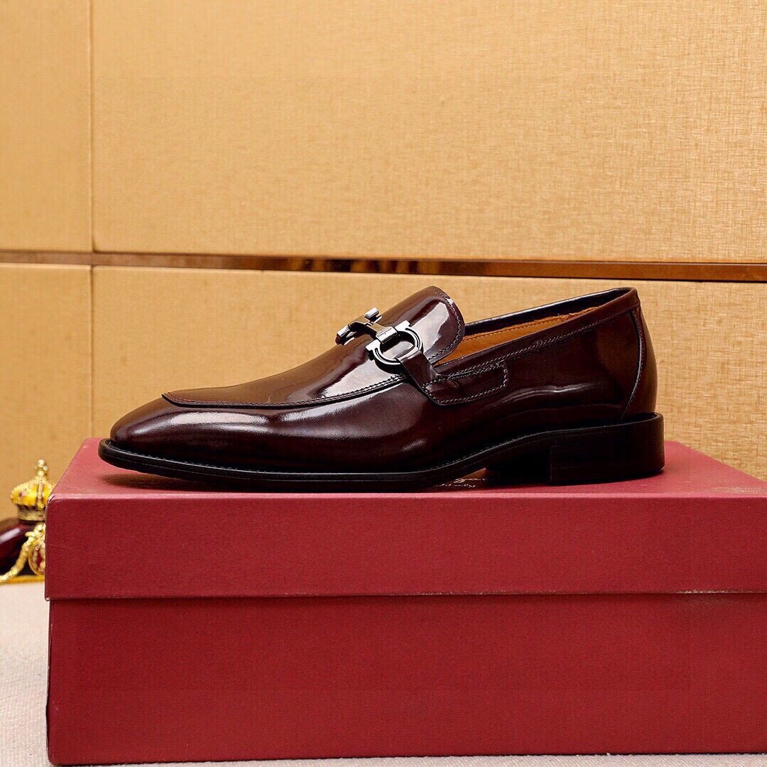 Ferragamo Buckle Leather Loafers — side