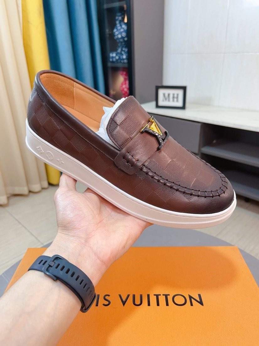 Louis Vuitton Check-Pattern Loafers — front