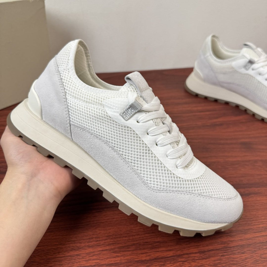 Brunello Cucinelli Mesh and Suede Sneakers — front