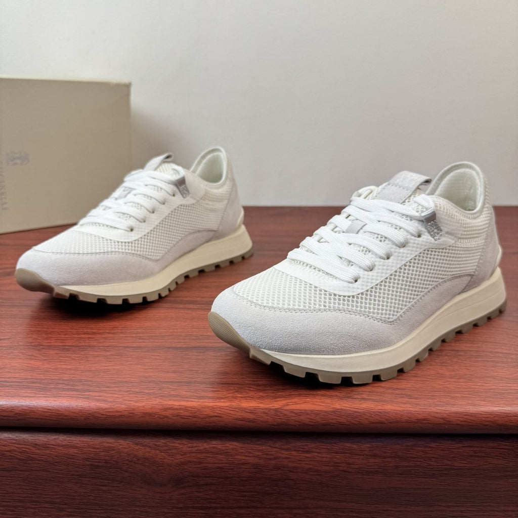 Brunello Cucinelli Mesh and Suede Sneakers — front