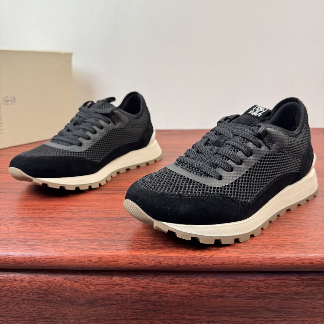 Brunello Cucinelli Mesh and Suede Sneakers — side
