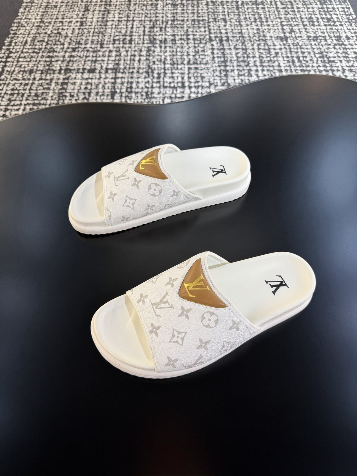 Louis Vuitton Monogram V Slide Sandals — front