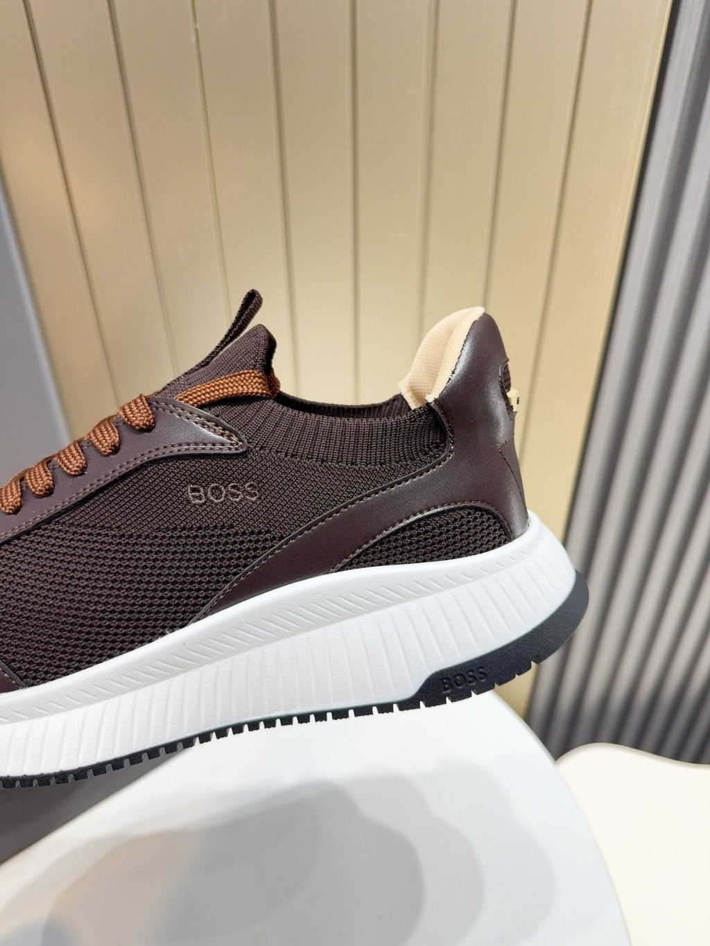 BOSS Knit Lace-Up Sneakers — detail