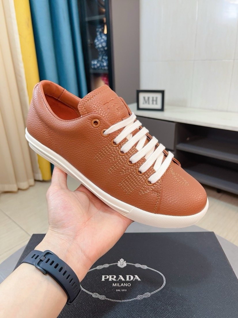 Prada Textured Low-Top Sneakers — side