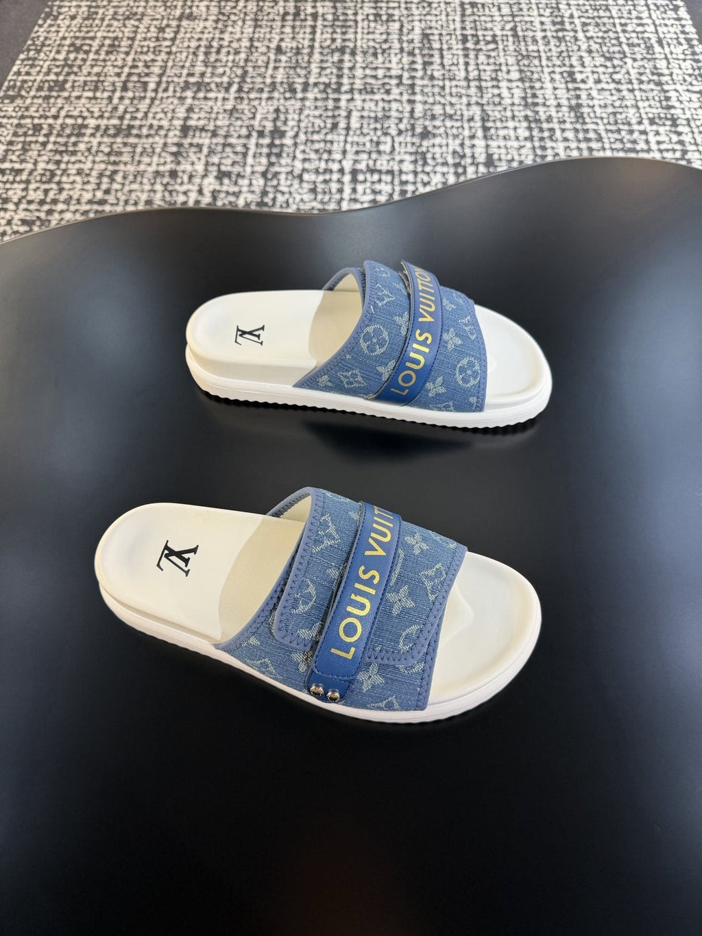 Louis Vuitton Patterned Strap Slide Sandals — side