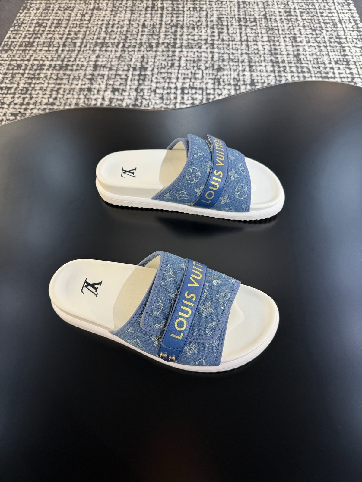 Louis Vuitton Patterned Strap Slide Sandals — side