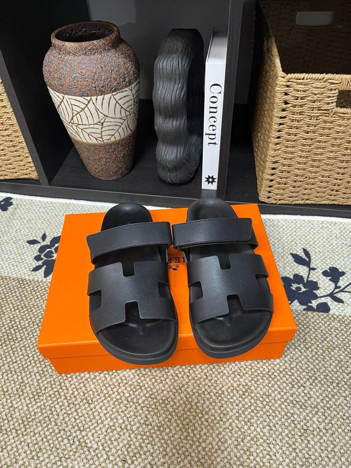 Hermes Cutout Slide Sandals — front