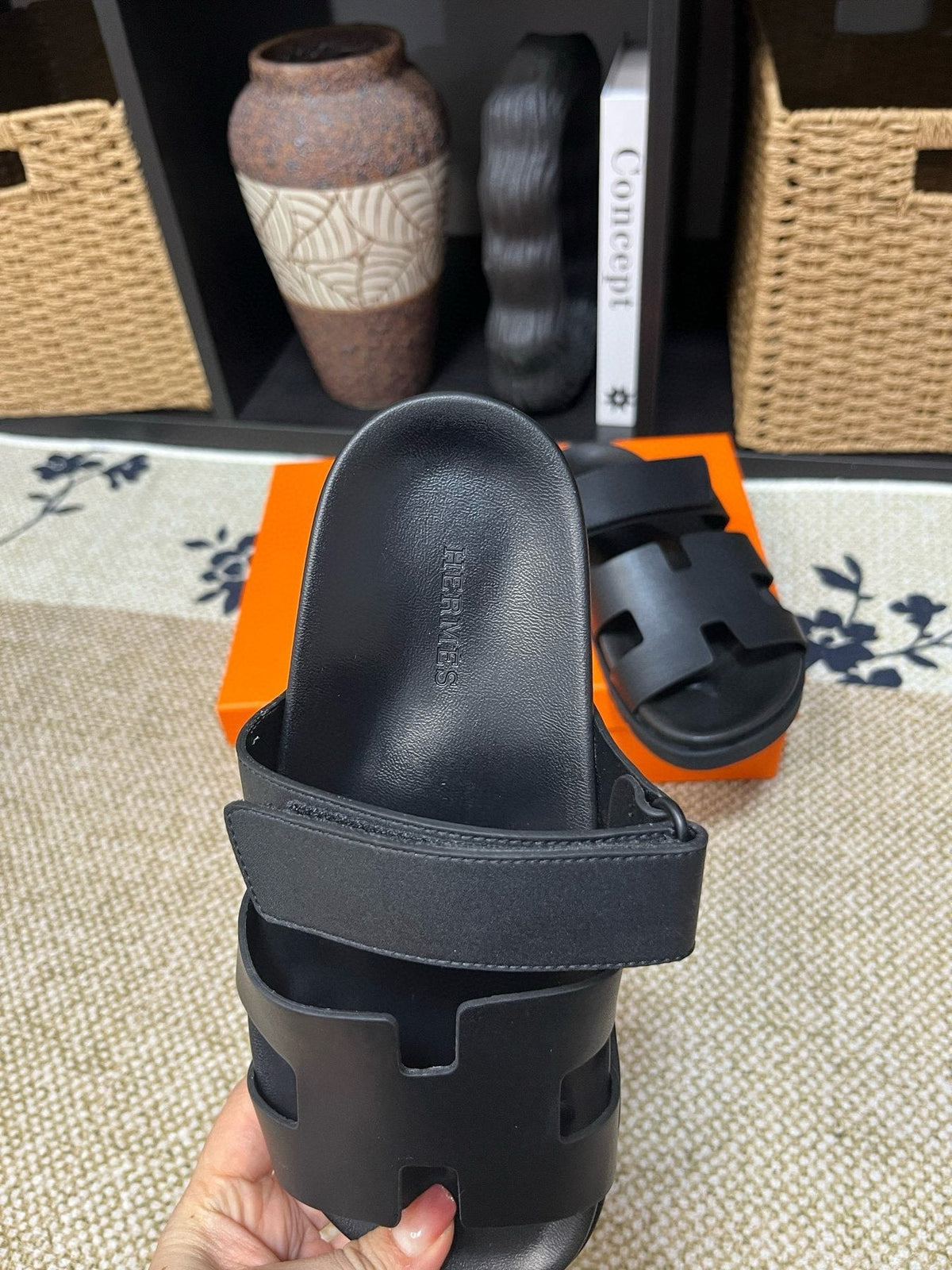 Hermes Cutout Slide Sandals — back