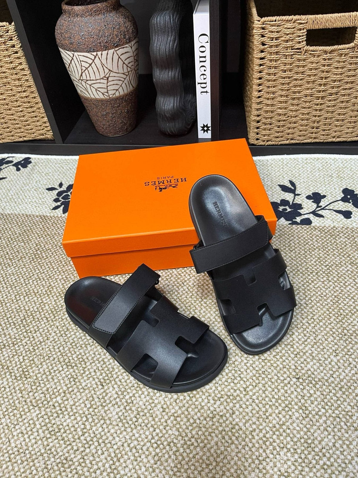 Hermes Cutout Slide Sandals — front