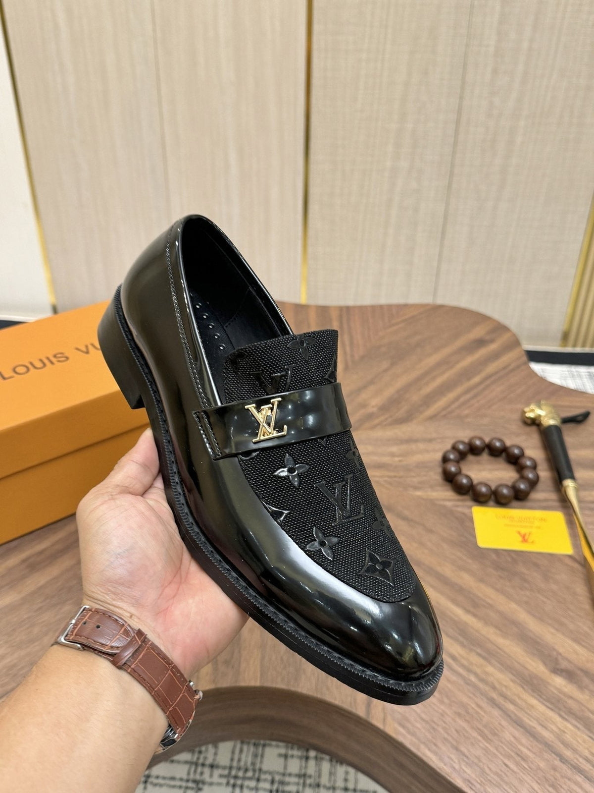 Louis Vuitton Monogram Buckle Loafers — model