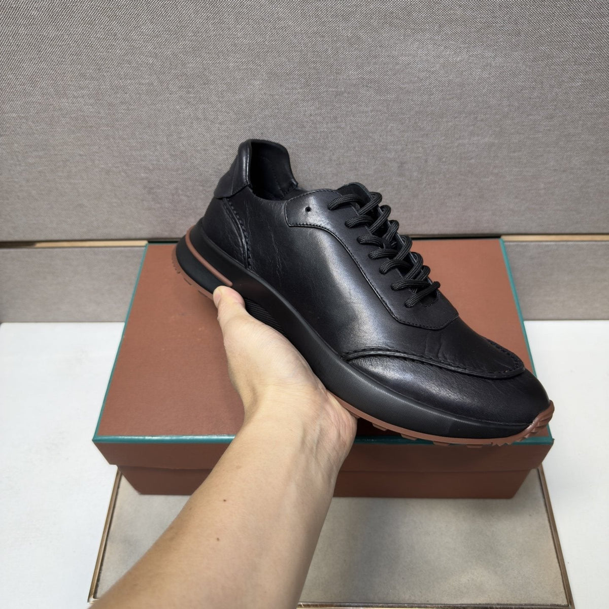 Loro Piana Black Leather Casual Sneakers — model