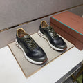 Loro Piana Black Leather Casual Sneakers — front
