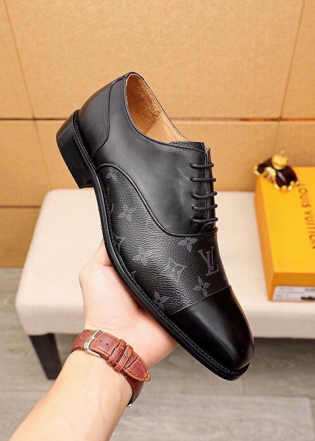 Louis Vuitton Monogram Lace-Up Dress Shoes — model