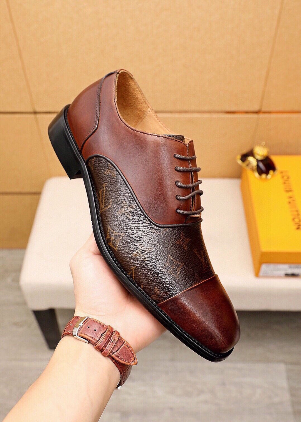 Louis Vuitton Monogram Lace-Up Dress Shoes — model
