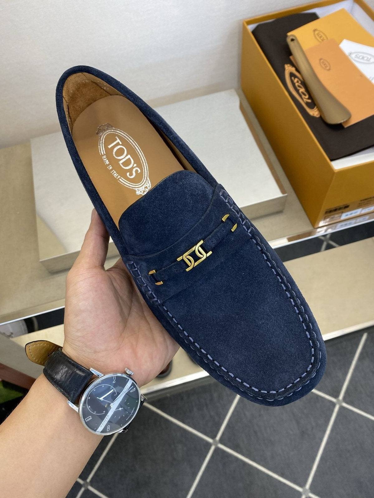 Tod's Gold-Tone Hardware Loafers — model