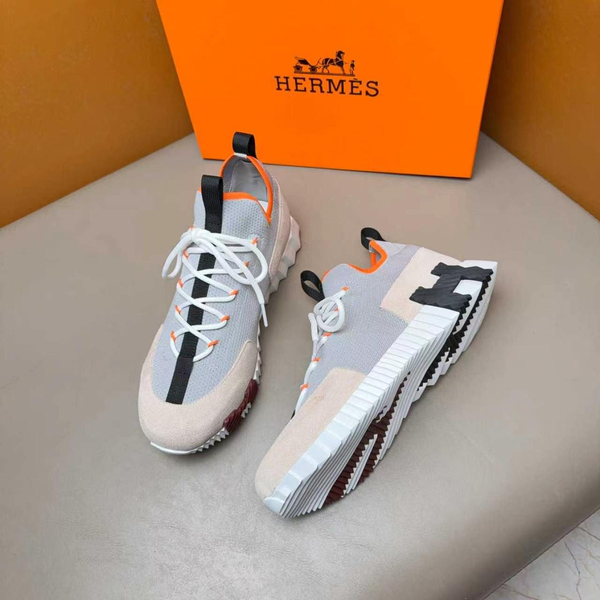 Hermès Layered Knit Sneakers — side