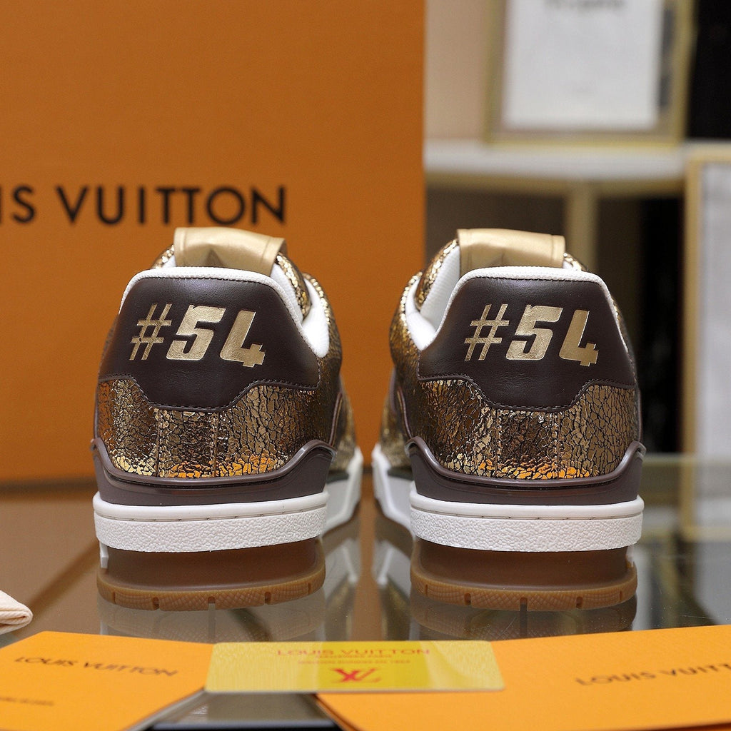 Louis Vuitton Metallic Crackle Low-Top Sneakers — back