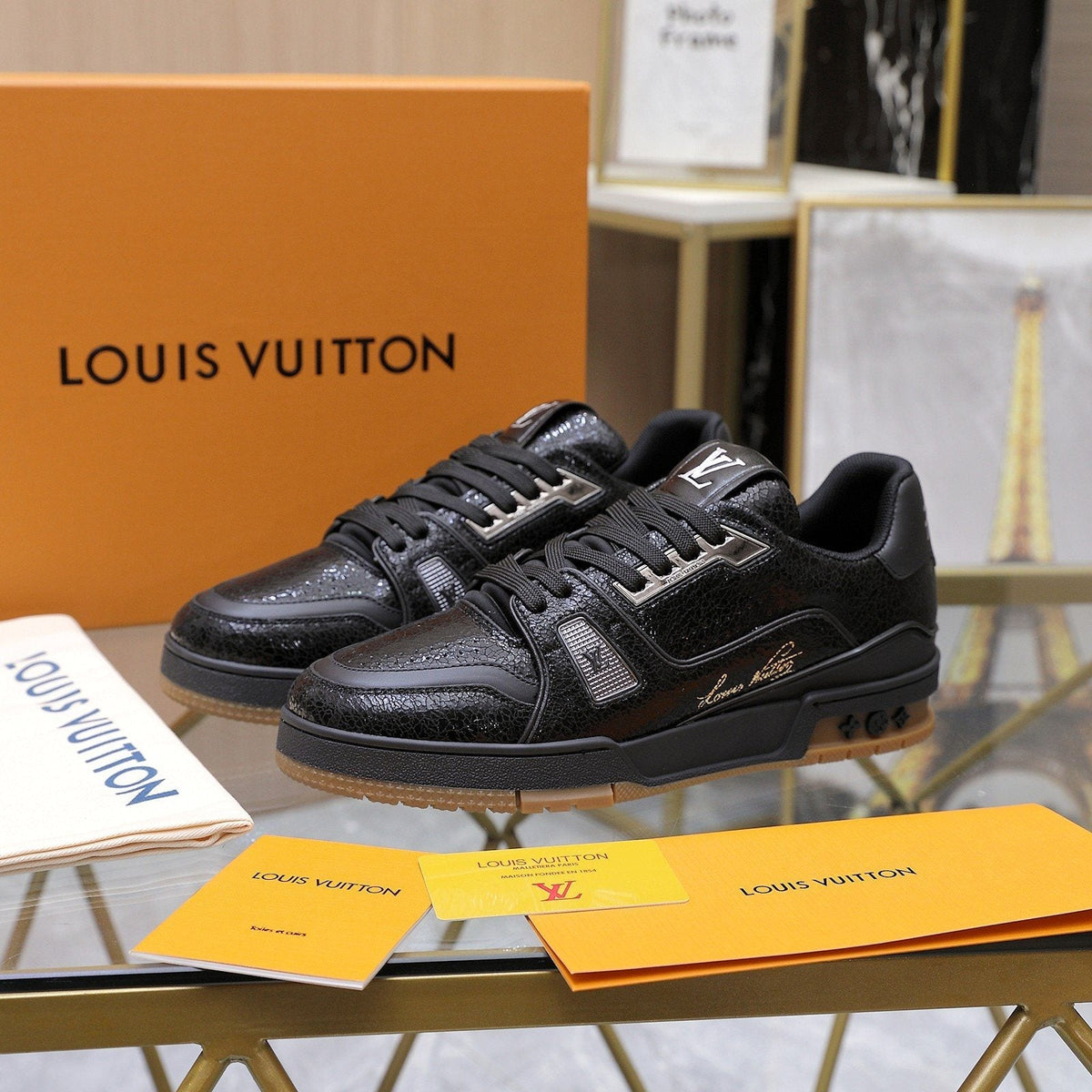 Louis Vuitton Metallic Crackle Low-Top Sneakers — side