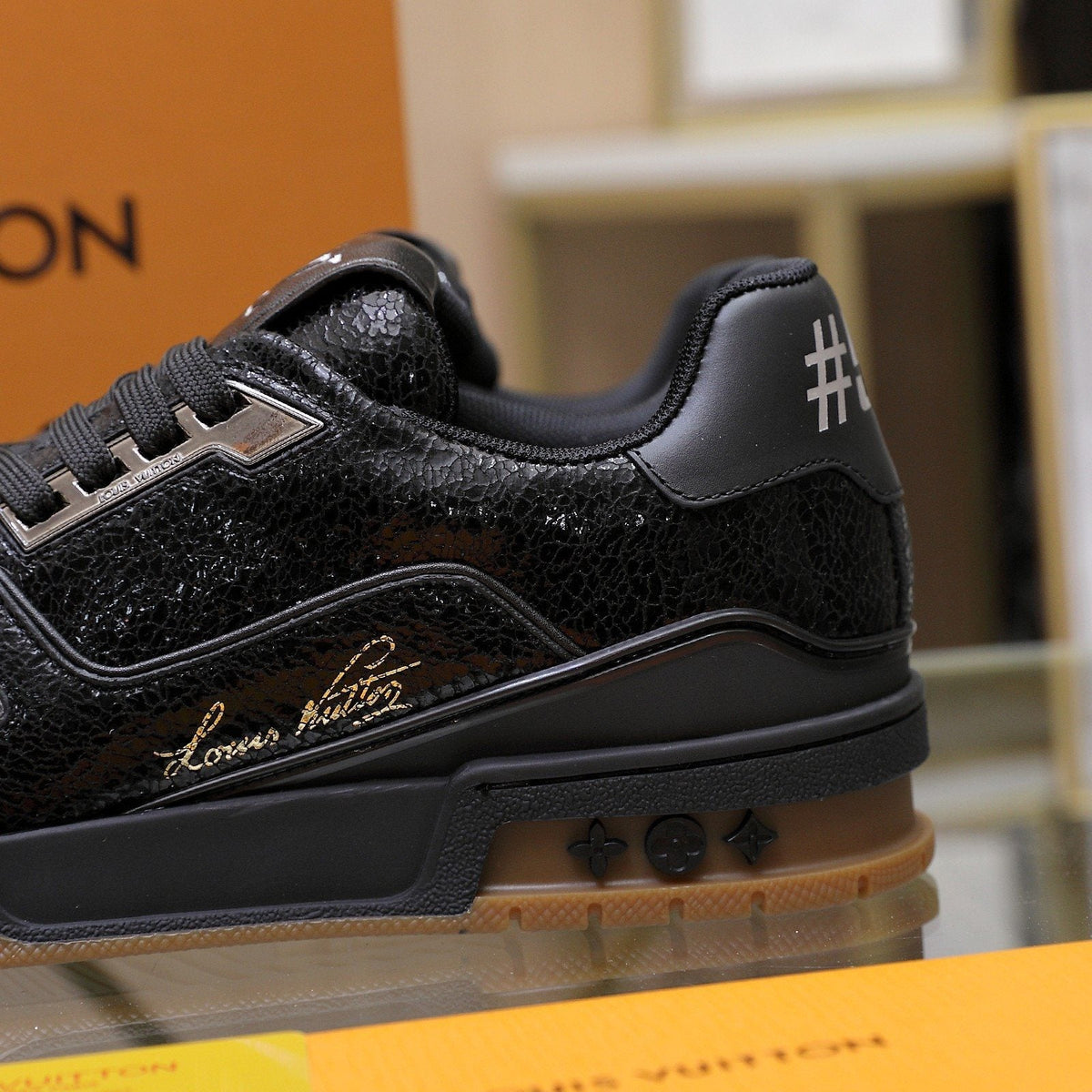 Louis Vuitton Metallic Crackle Low-Top Sneakers — detail