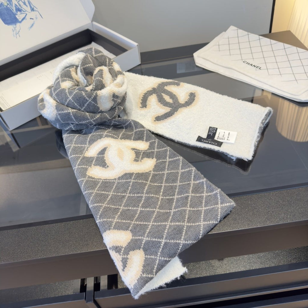 Chanel Grid Knit Scarf — front