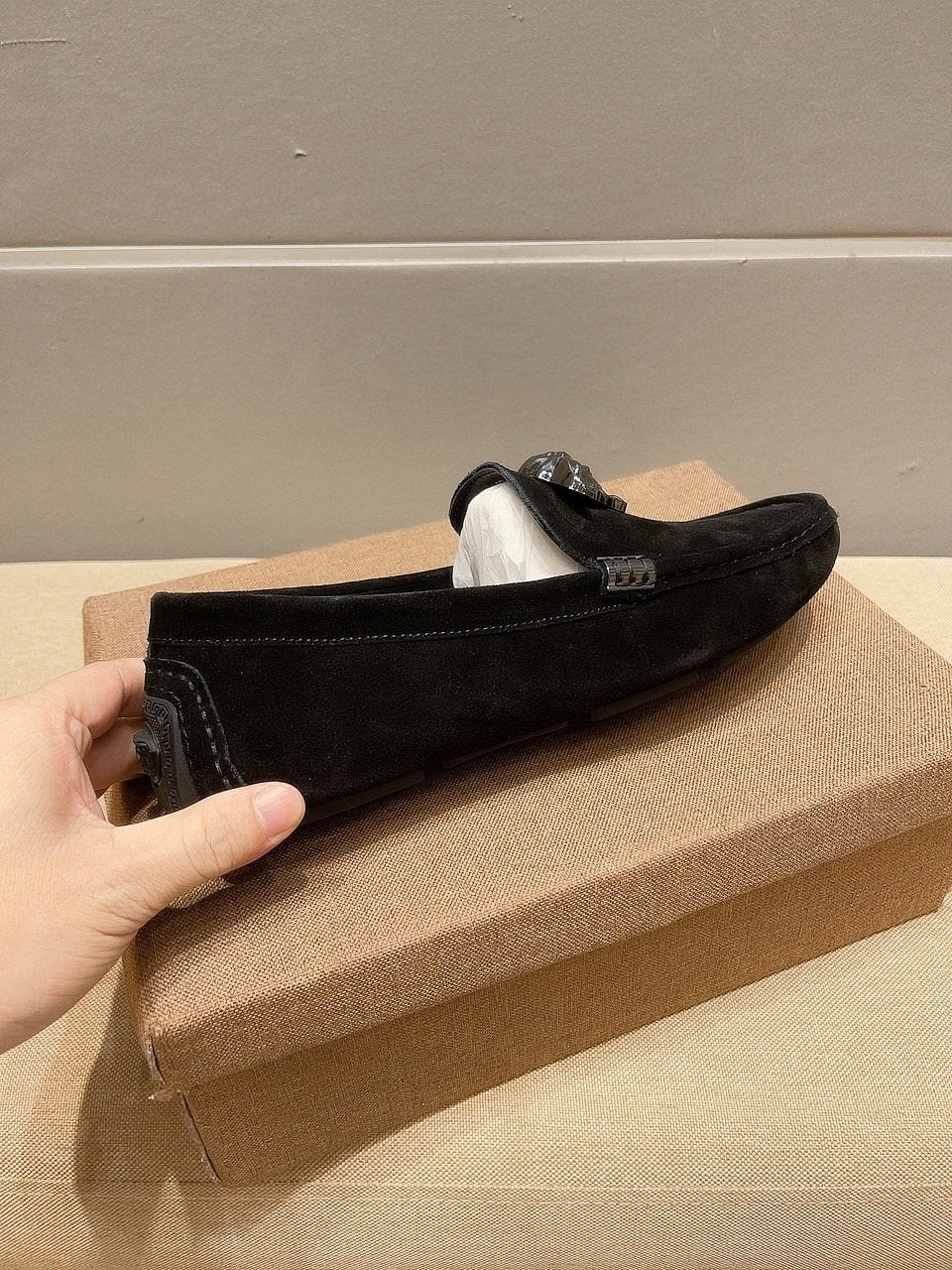 Men's Leather Loafers with Metal Medallion — side