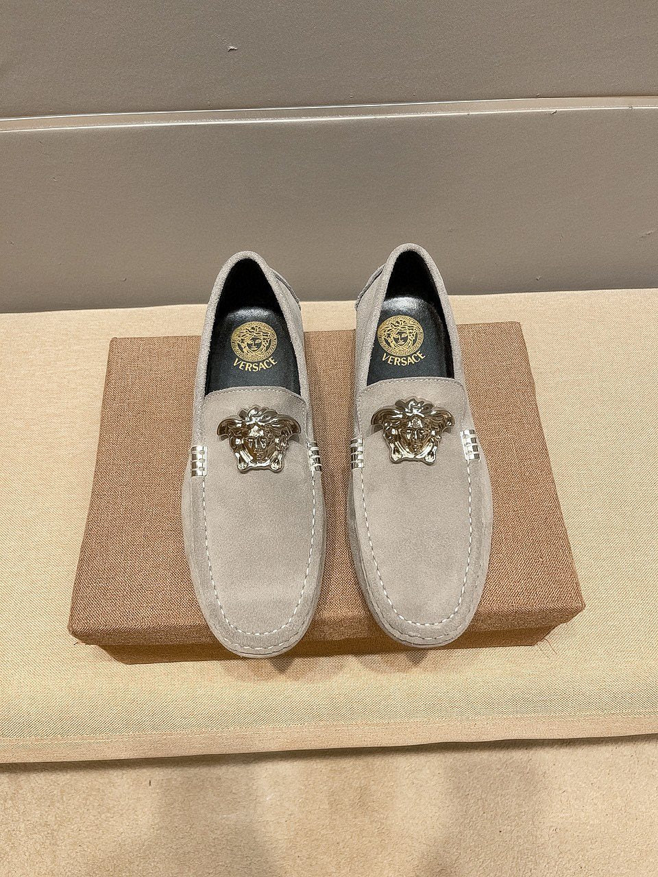 Men's Leather Loafers with Metal Medallion — hero