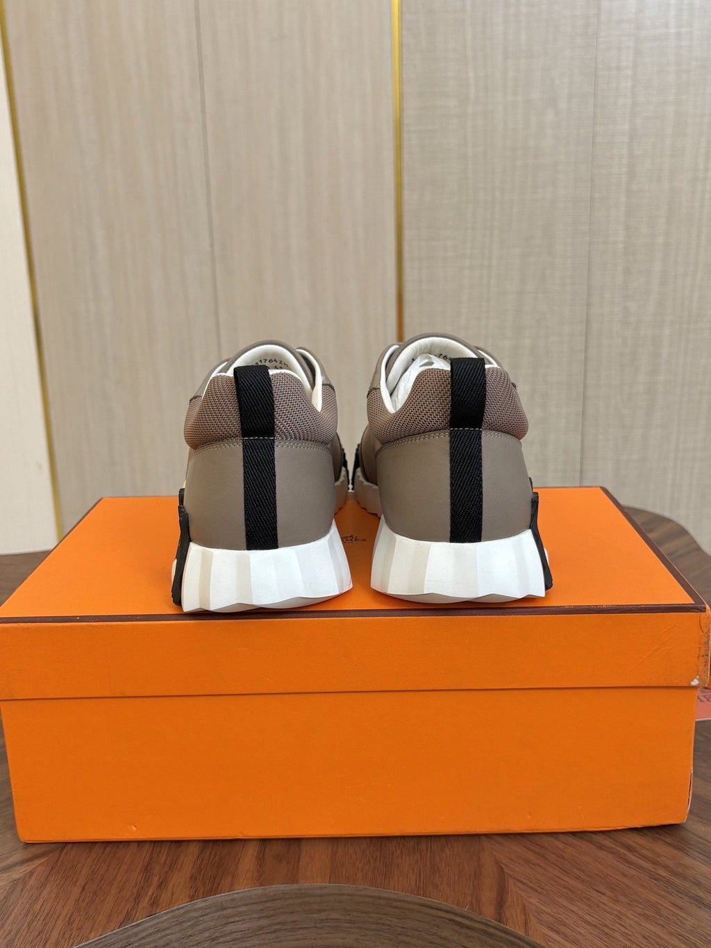 Hermes Black Ribbed Sole Sneakers — back