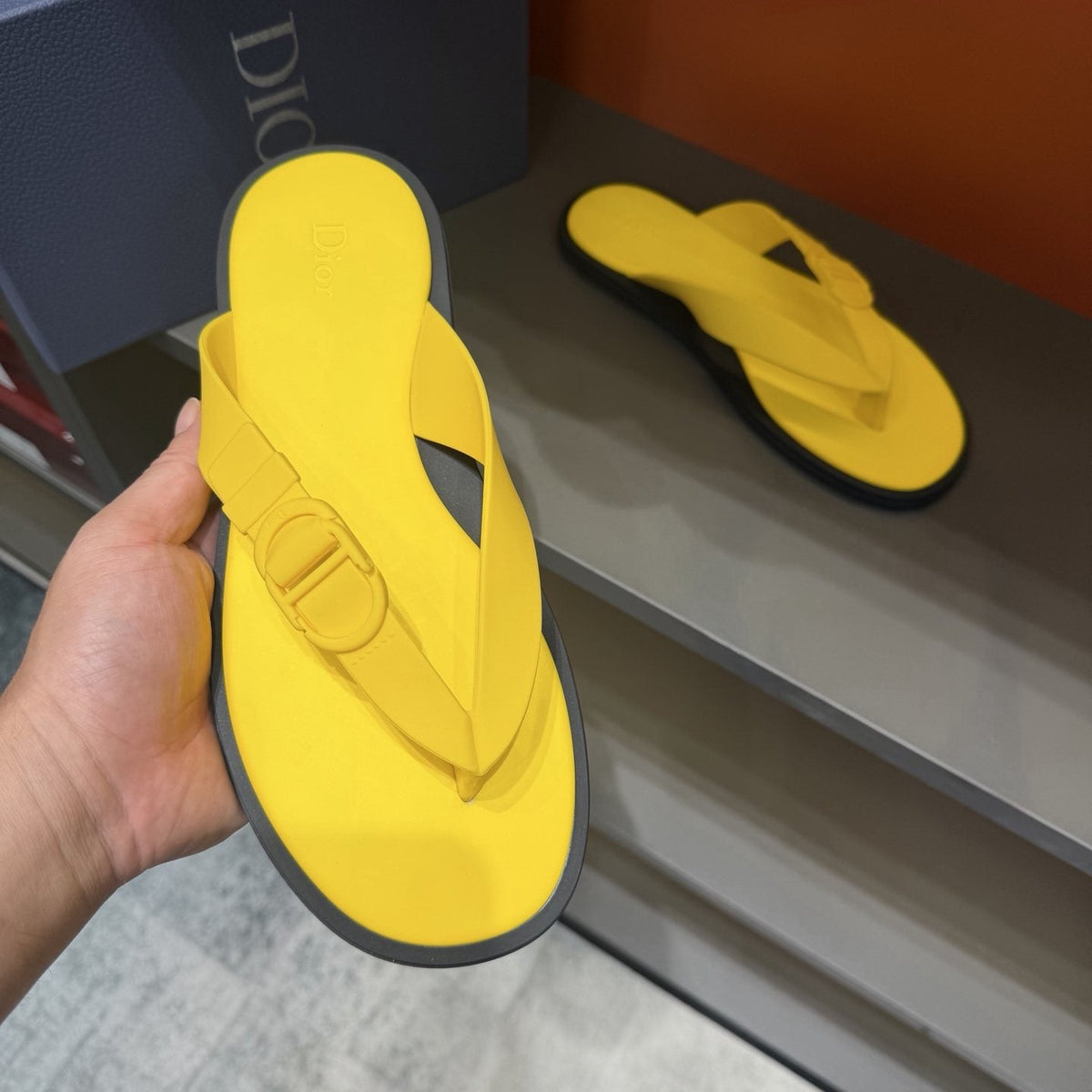 Dior Thong Sandals with Circular Strap Accent — front