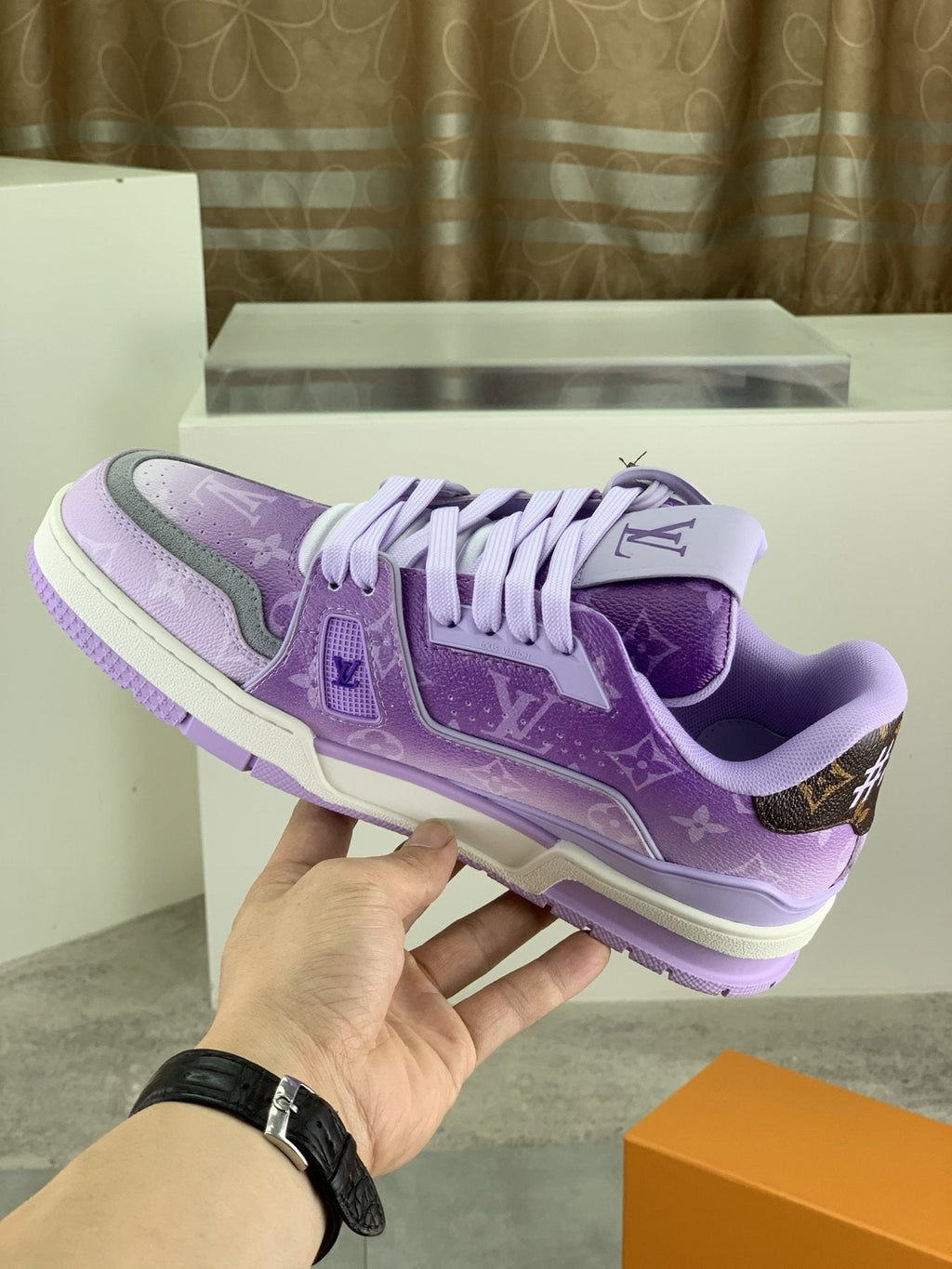 Louis Vuitton Lavender Purple Low-Top Sneakers — model