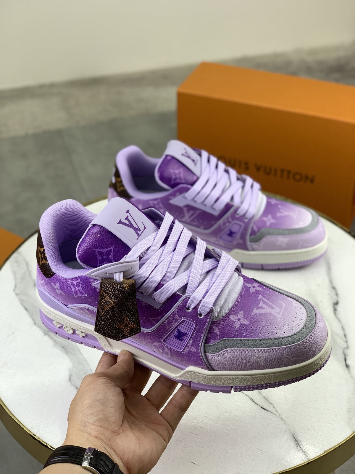 Louis Vuitton Lavender Purple Low-Top Sneakers — model