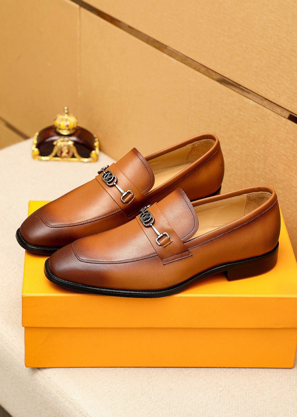 Louis Vuitton Metal-Bit Leather Loafers — model