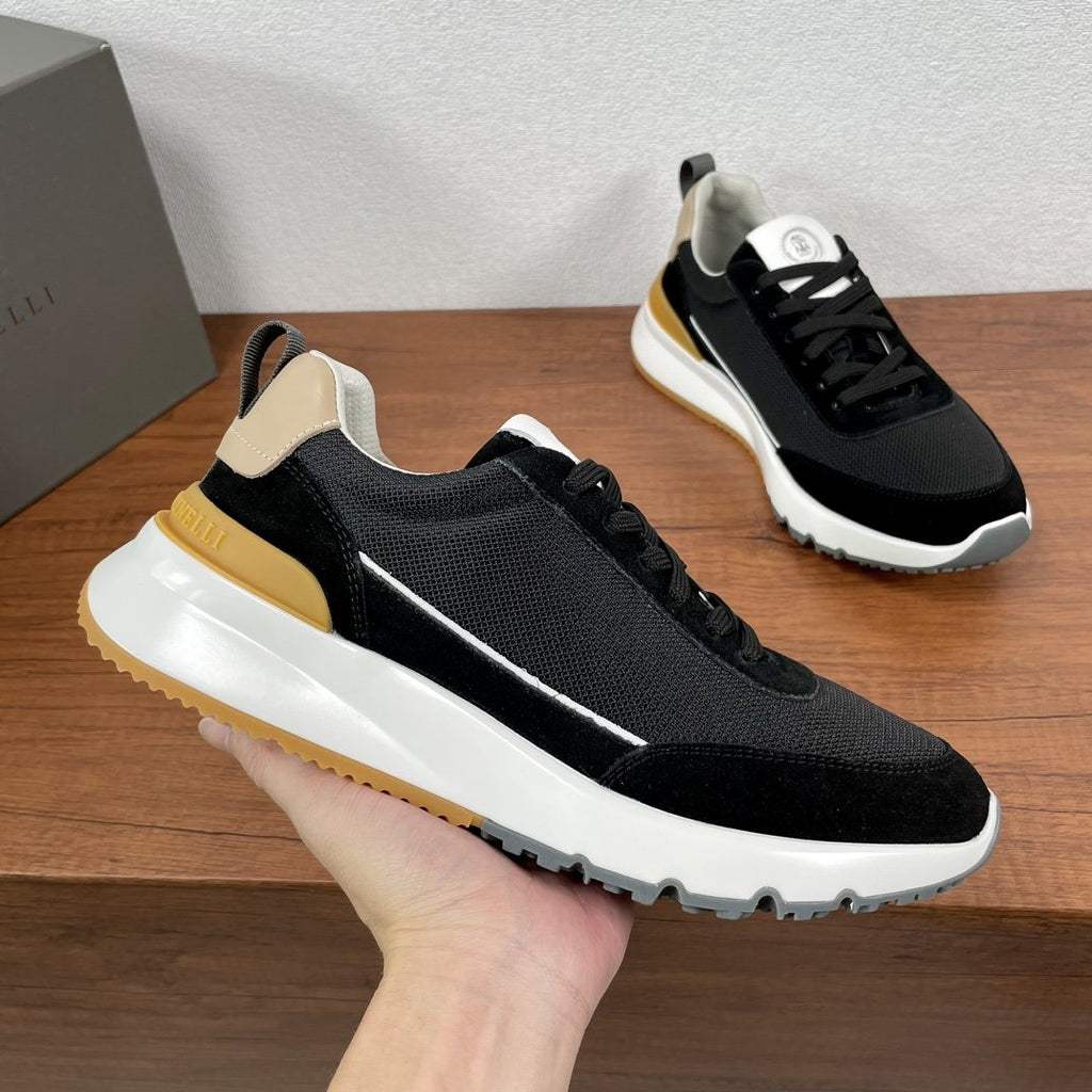 Brunello Cucinelli Knit Panel Low-Top Sneakers — model