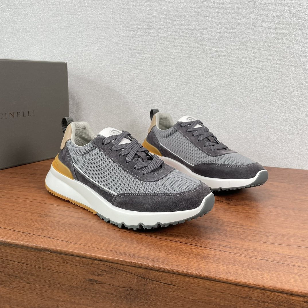 Brunello Cucinelli Knit Panel Low-Top Sneakers — side
