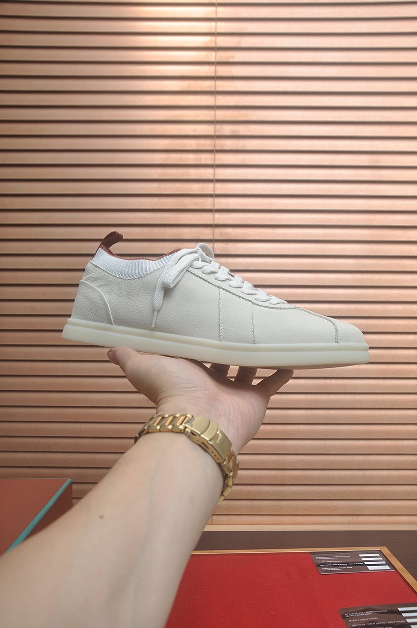 Loro Piana Low-Top Lace-Up Sneakers — side