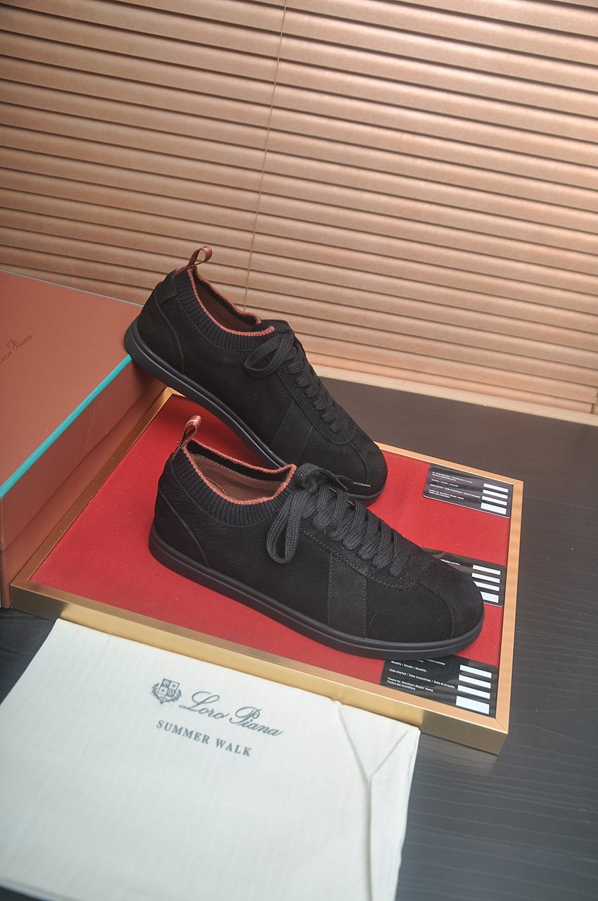 Loro Piana Low-Top Lace-Up Sneakers — side