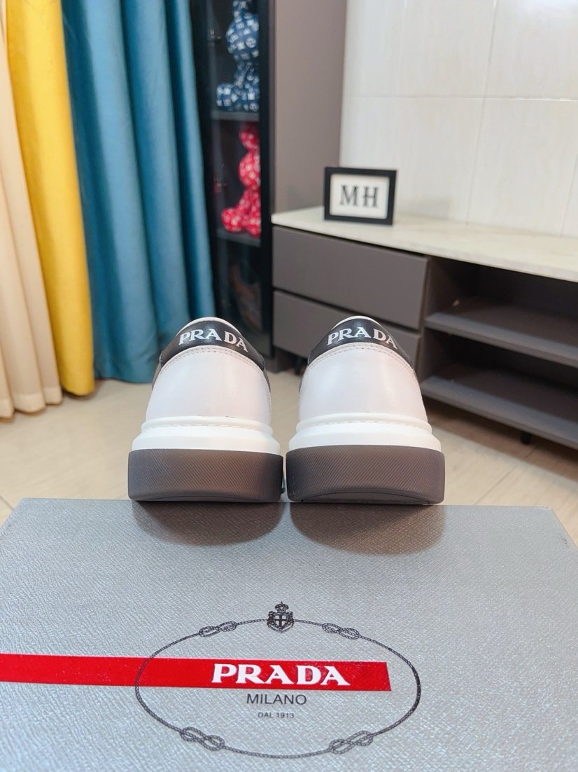 Prada Black, White & Taupe Low-Top Sneakers — back
