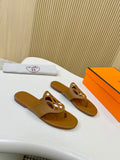 Hermès Tan Brown Cutout Thong Sandals — hero